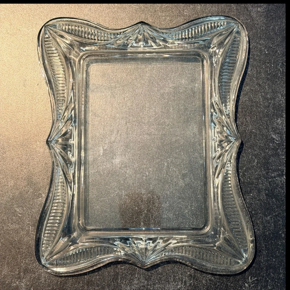 Vintage Picture Frame Lead Crystal Frosted Floral Clear 5x7